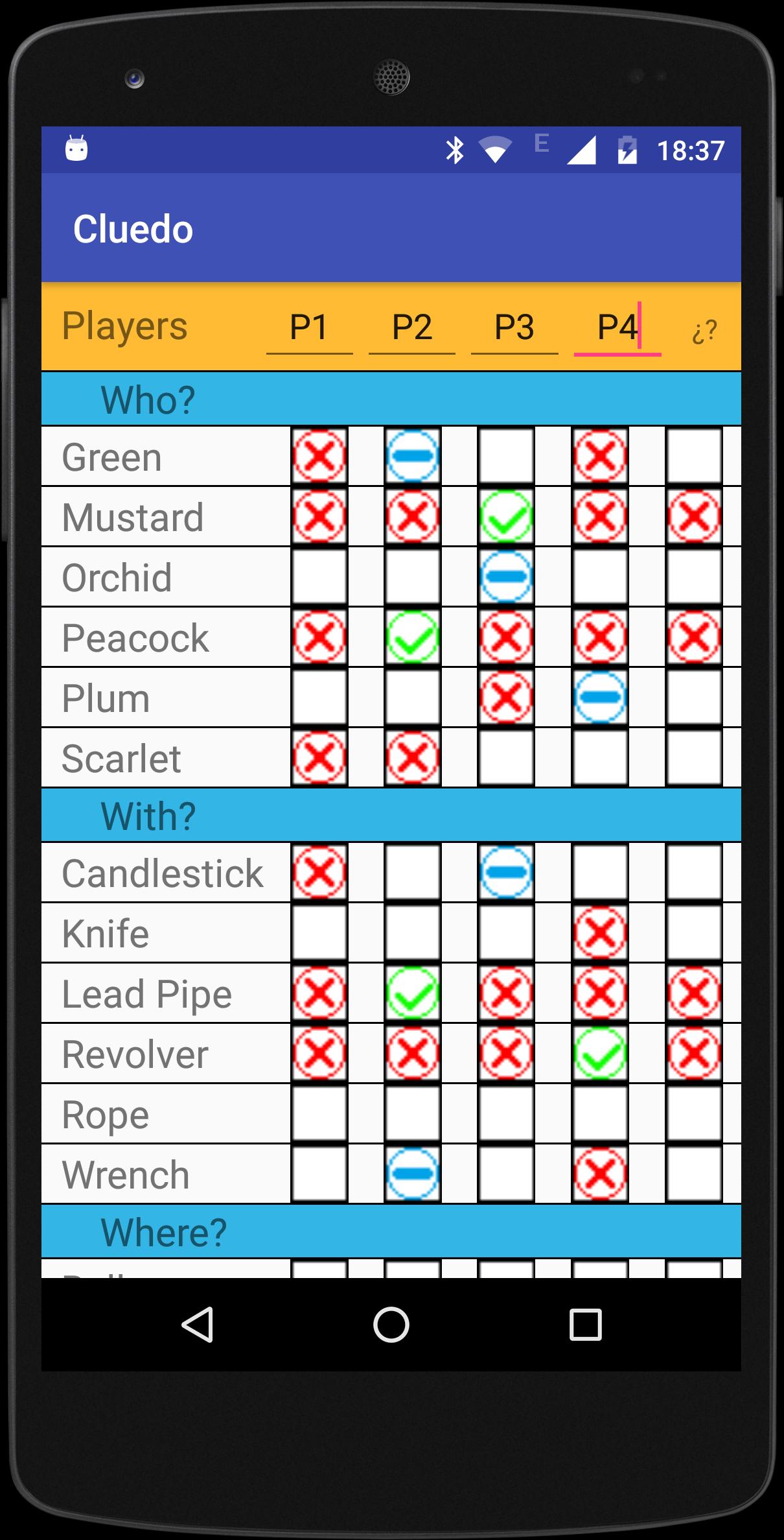 Cluedo Notepad