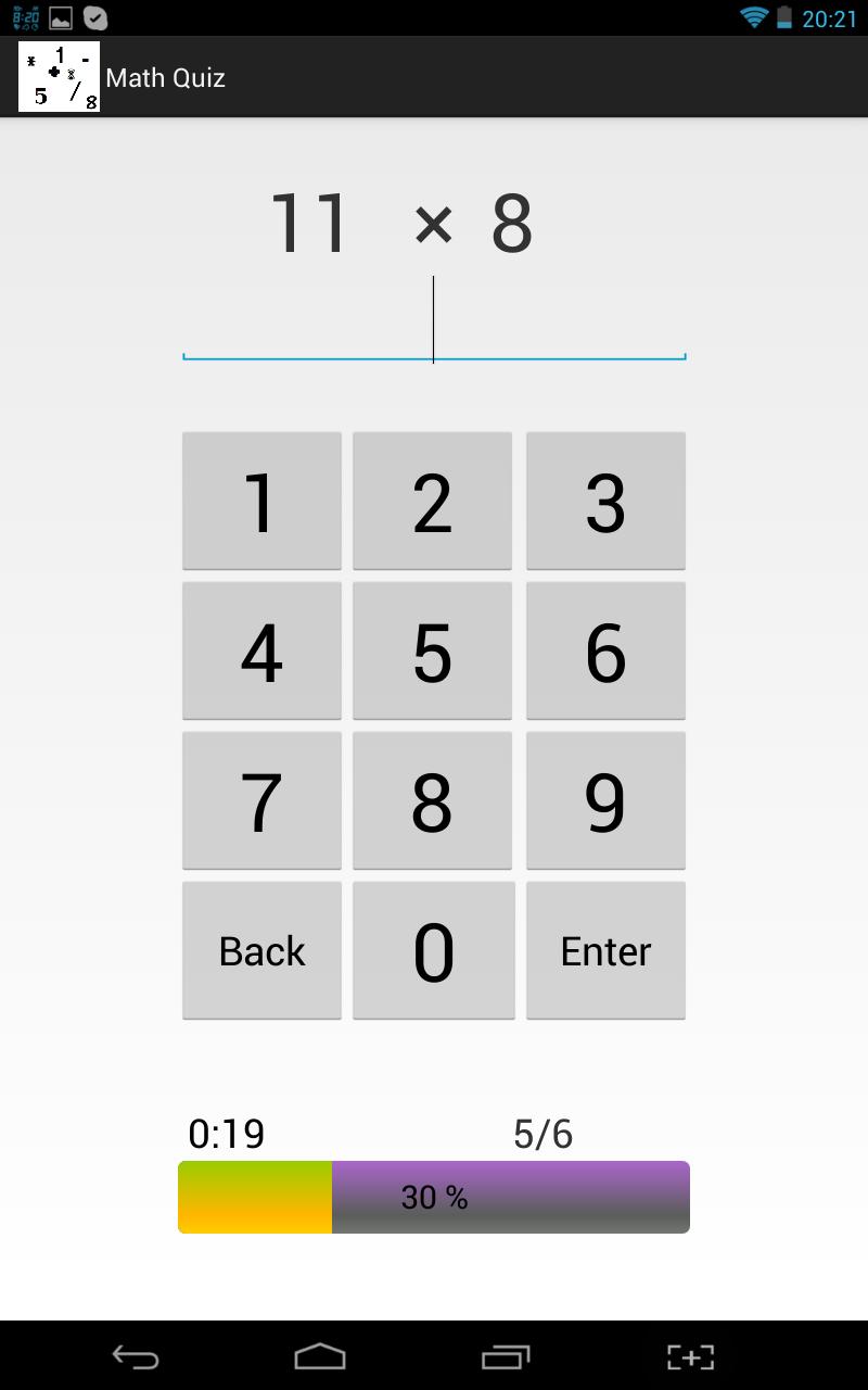 Math Quiz for Tablets