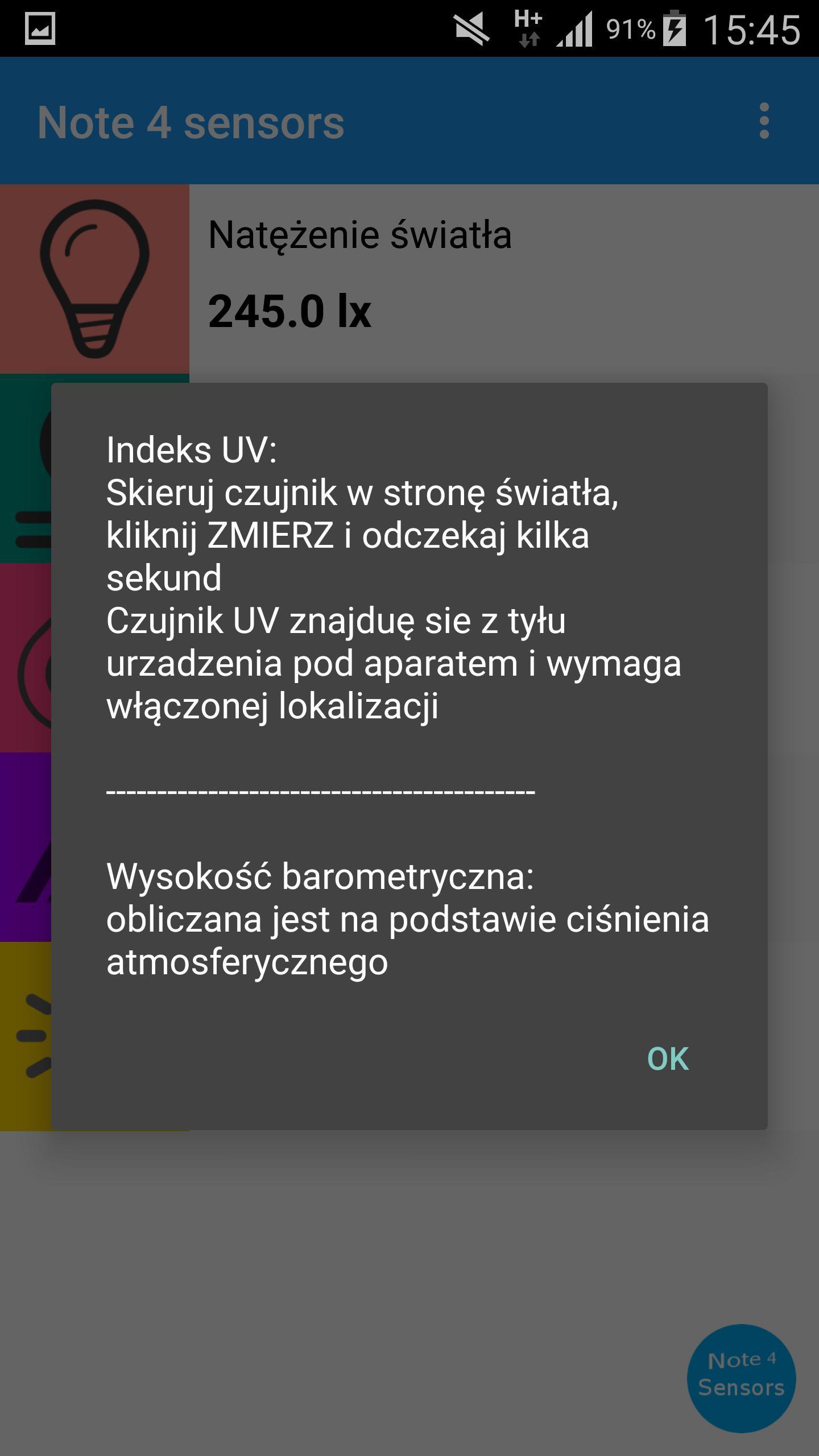 Note 4 sensors