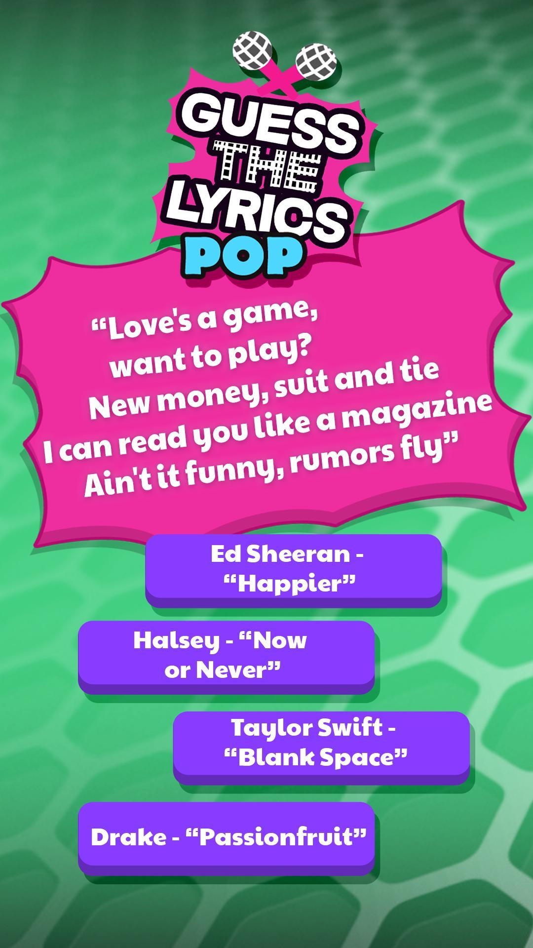 Guess The Lyrics POP Quiz