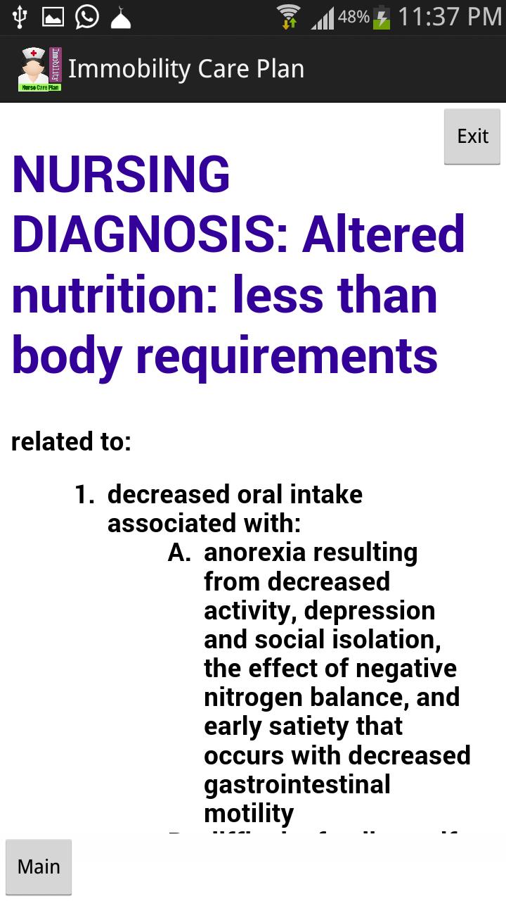 Nurse care plan Immobility