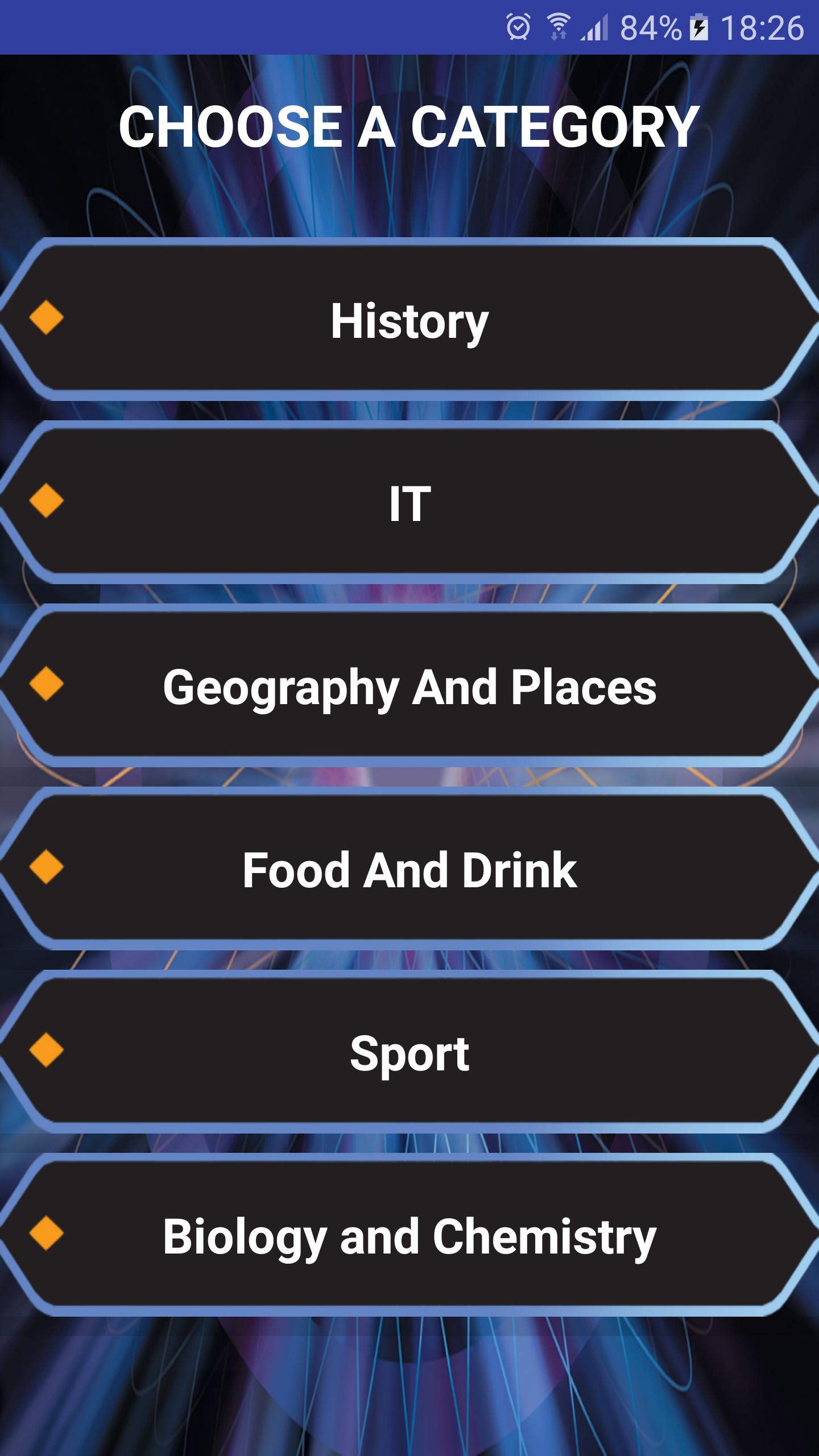 Millionaire Category Quiz 2017