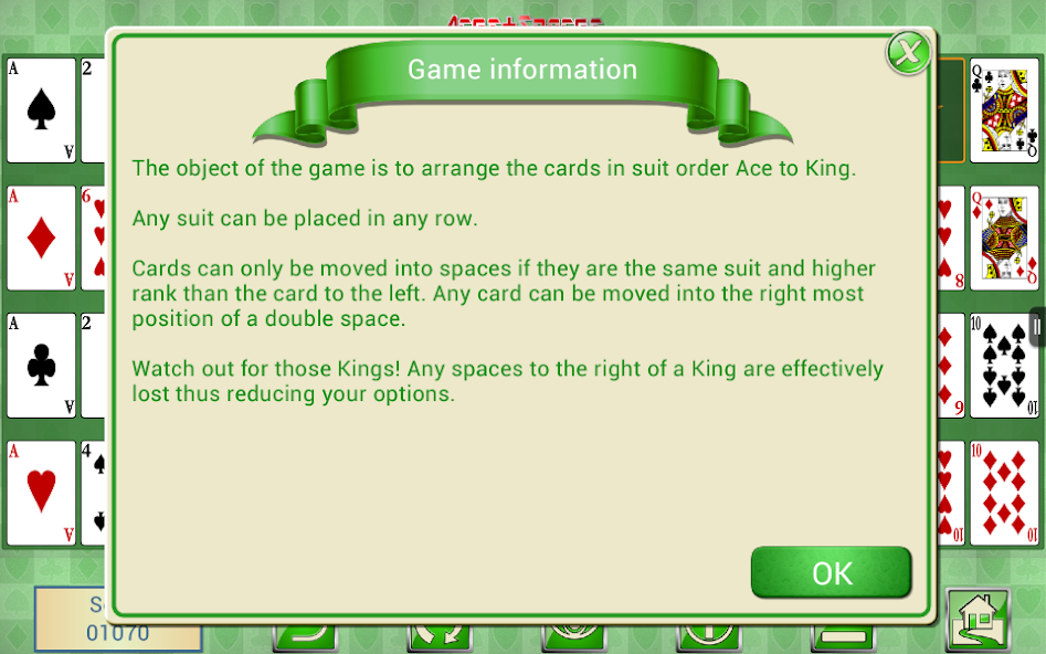 Aces + Spaces, card solitaire