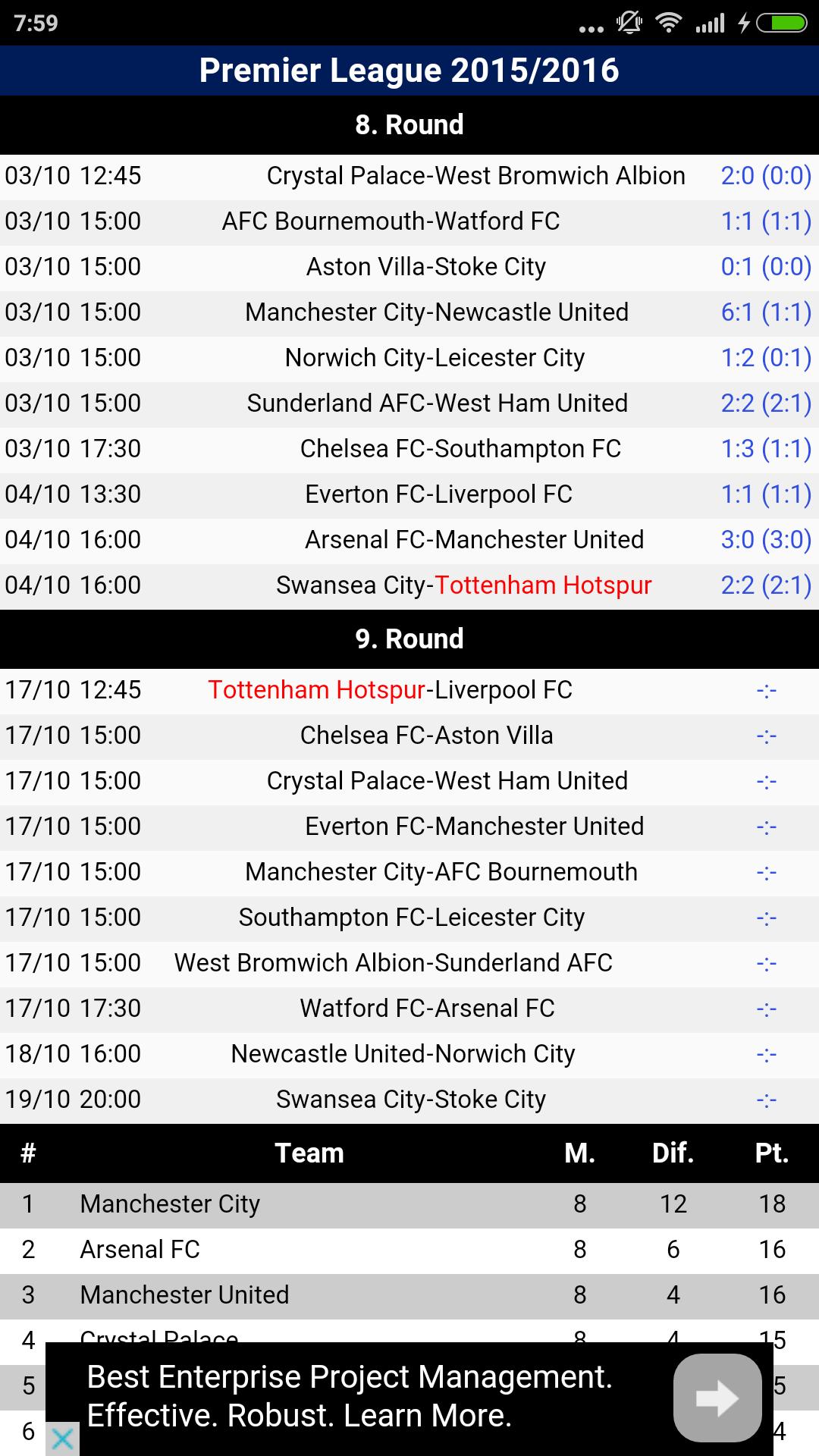 Tottenham Calendar