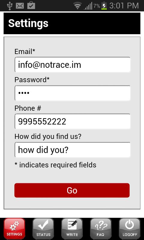 NoTrace.IM Messaging Service